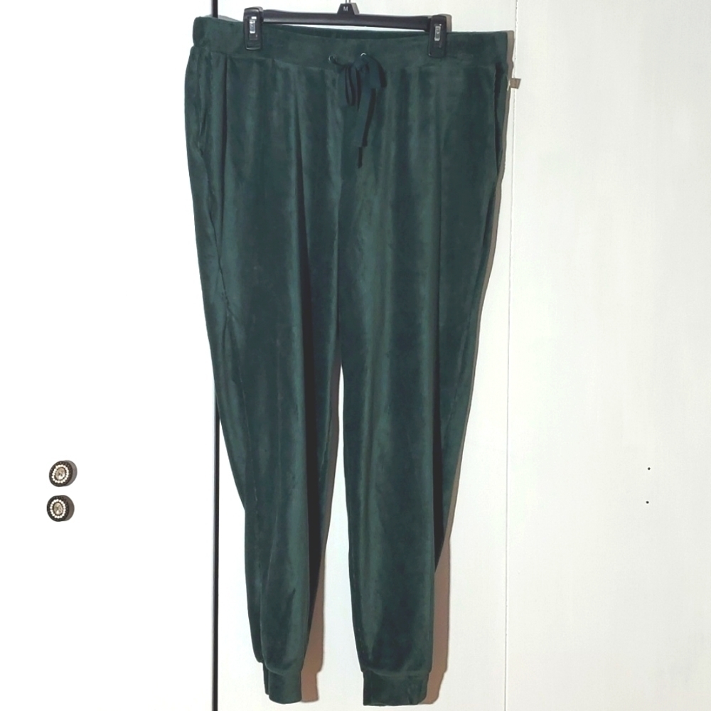 Vince Camuto- Womens Green Velvet Ribbed Textured Knit Joggers Sz.1X